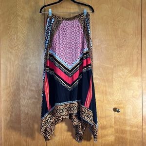 Free People Black Multicolor Asymmetric Maxi Skirt